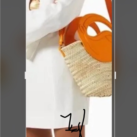Christian Louboutin raffia and orange bag . Never used . - Picture 3 of 6
